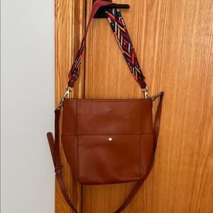 Stylish Brown Leather Bucket Bag
